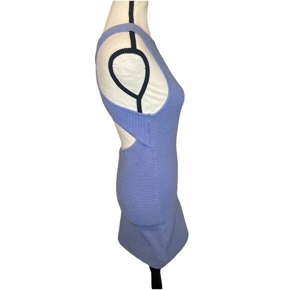 Abercrombie & Fitch BLUE Elevated Scuba Knit Ribbed Crossback Dress Stretchy-S - Picture 4 of 6